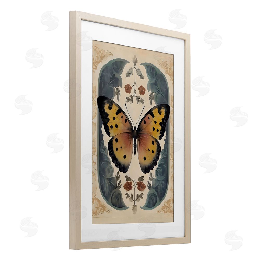 Arlington Prints Vintage Farmhouse Butterfly Symmetry Birch Framed Print Under Glass with White Mat Wall Art