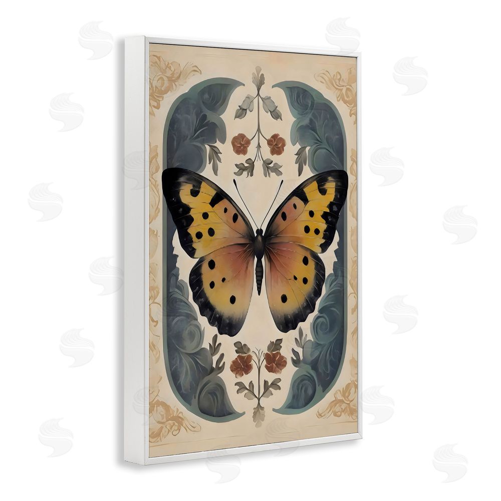 Arlington Prints Vintage Farmhouse Butterfly Symmetry White Framed Giclee Wall Art Print