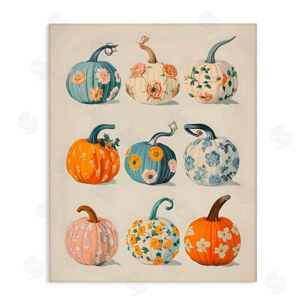 Arlington Prints Patterned Pumpkins Assortment Canvas Wall Art Print