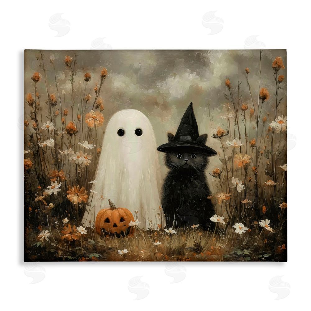 Arlington Prints Ghost and Black Cat Canvas Wall Art Print
