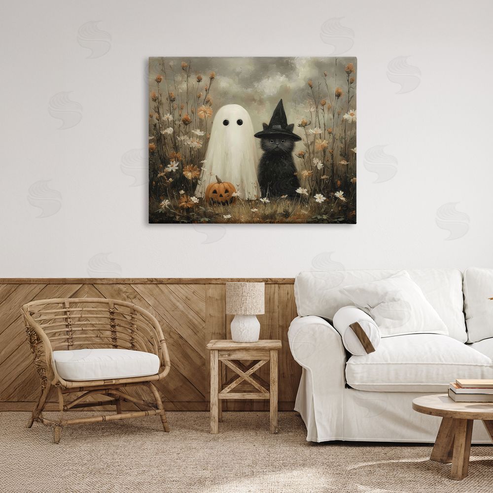 Arlington Prints Ghost and Black Cat Canvas Art on Wall