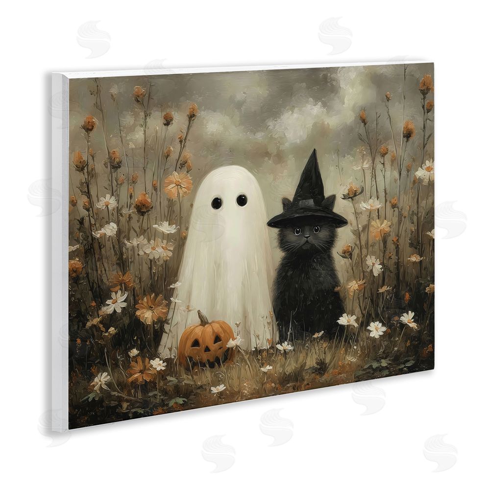 Arlington Prints Ghost and Black Cat Wall Plaque Art Print
