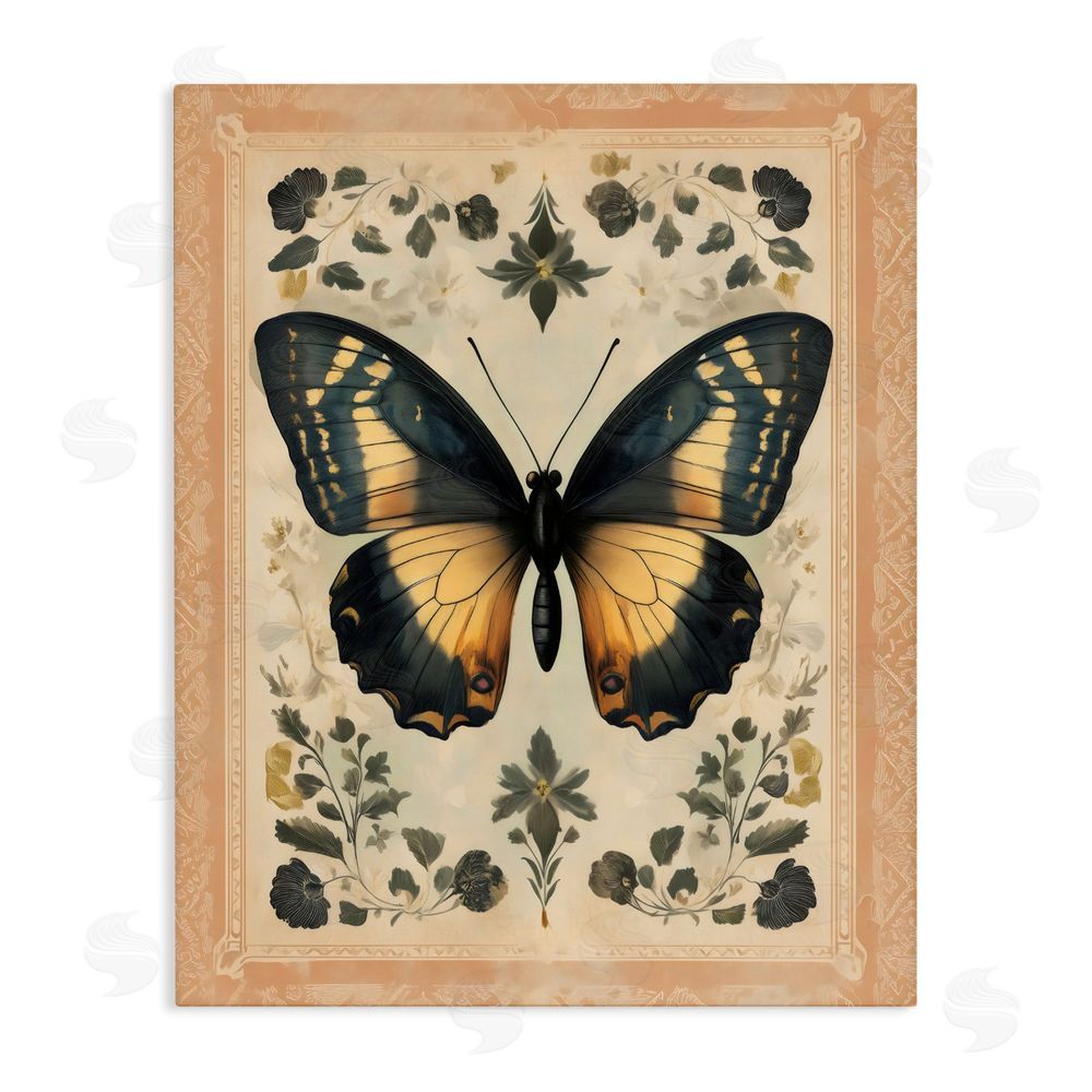 Arlington Prints Vintage Butterfly Botanical Illustration Stretched Canvas Wall Art Print