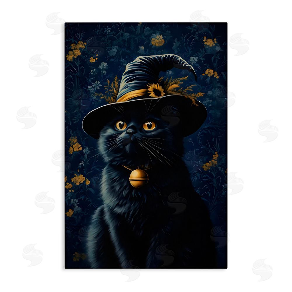 Arlington Prints Mystical Blue Witch Cat Canvas Wall Art Print