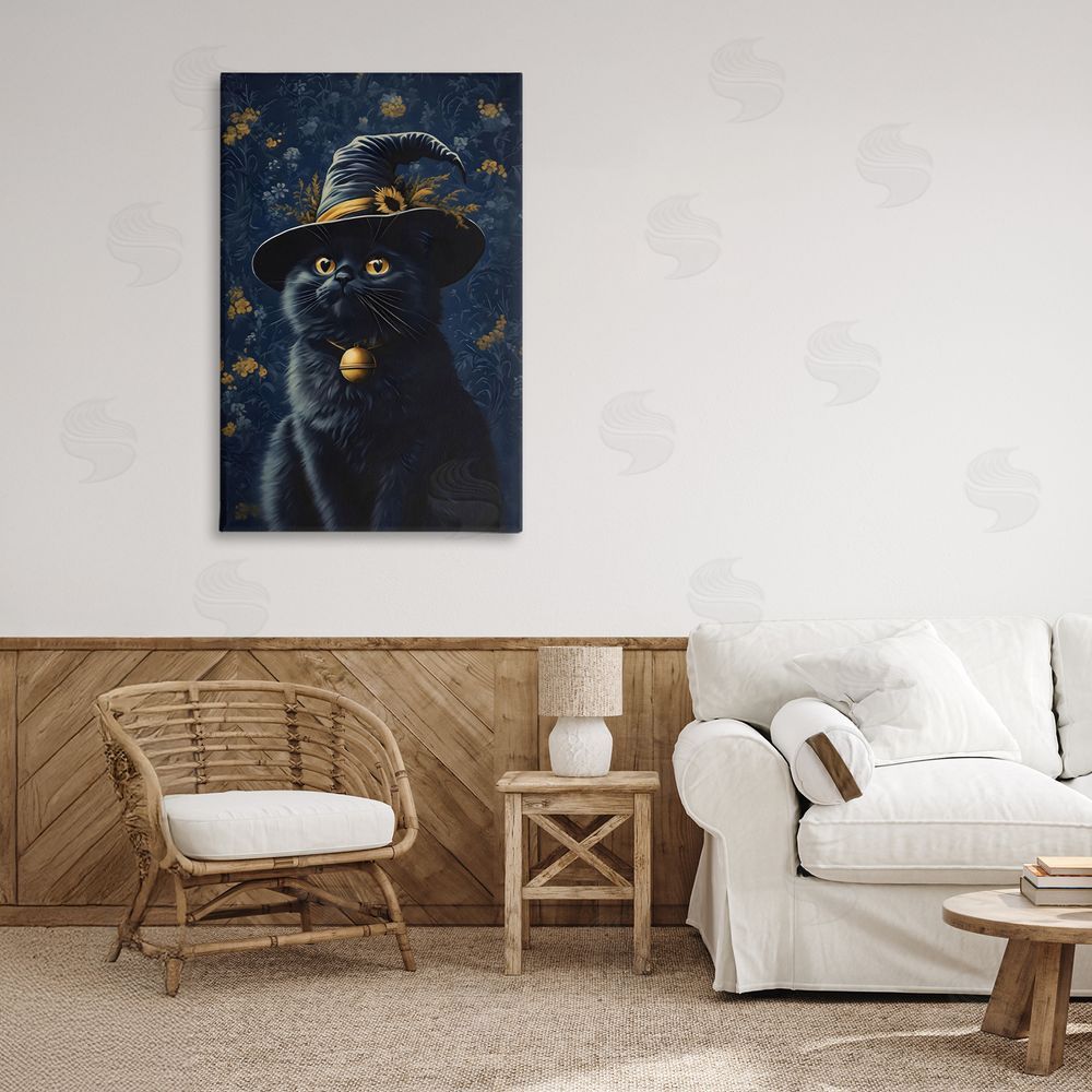 Arlington Prints Mystical Blue Witch Cat Canvas Art on Wall