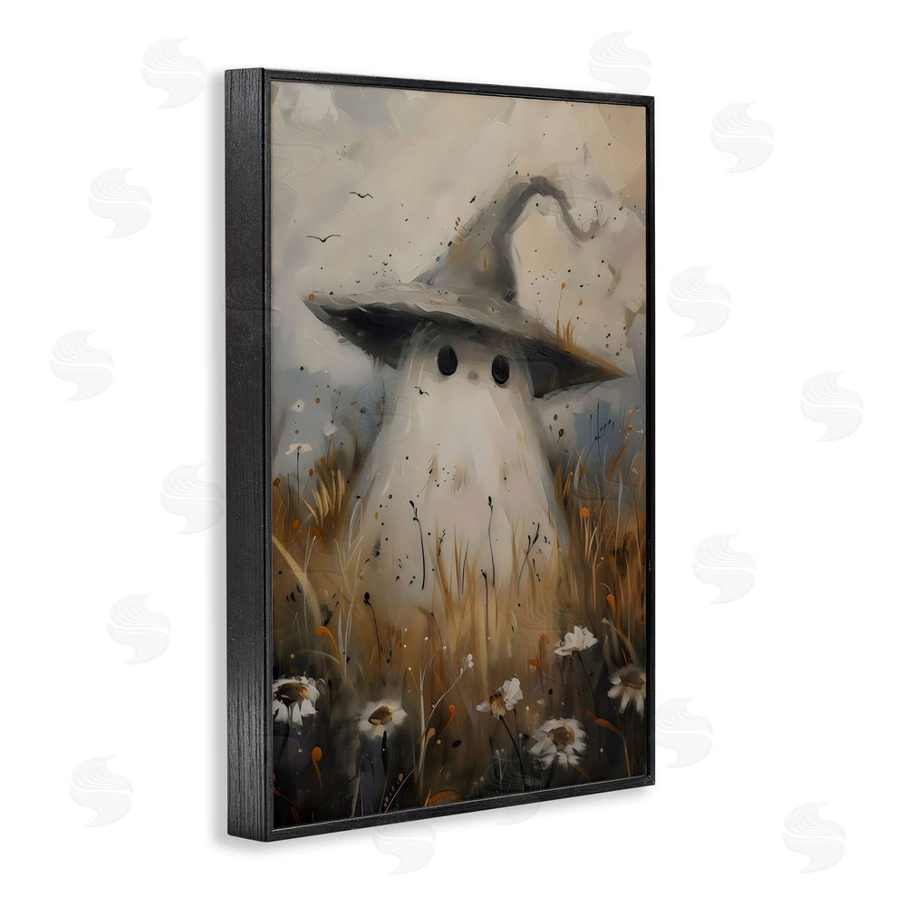 Arlington Prints Cute Ghost In Field Black Framed Giclee Wall Art Print