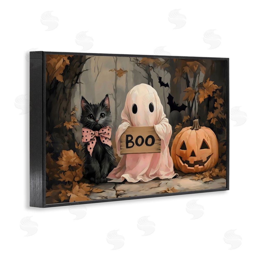 Arlington Prints Cute Halloween Boo Portrait Black Framed Giclee Wall Art Print
