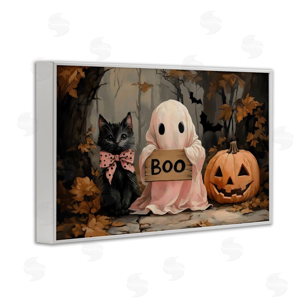 Arlington Prints Cute Halloween Boo Portrait White Framed Giclee Wall Art Print