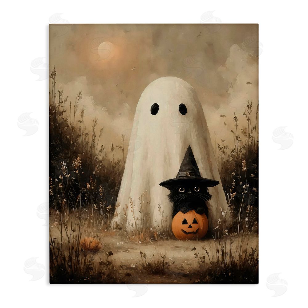 Arlington Prints Ghost & Black Kitten Canvas Wall Art Print