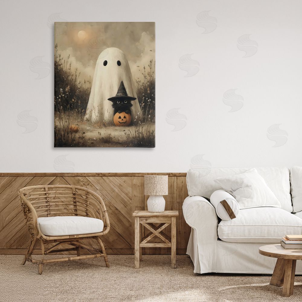 Arlington Prints Ghost & Black Kitten Canvas Art on Wall
