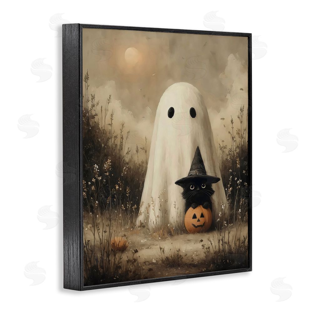 Arlington Prints Ghost & Black Kitten Black Framed Giclee Wall Art Print