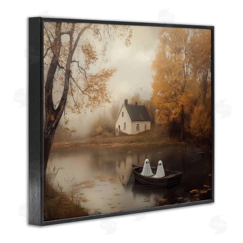 Arlington Prints Fall Ghosts Boat Ride Black Framed Giclee Wall Art Print