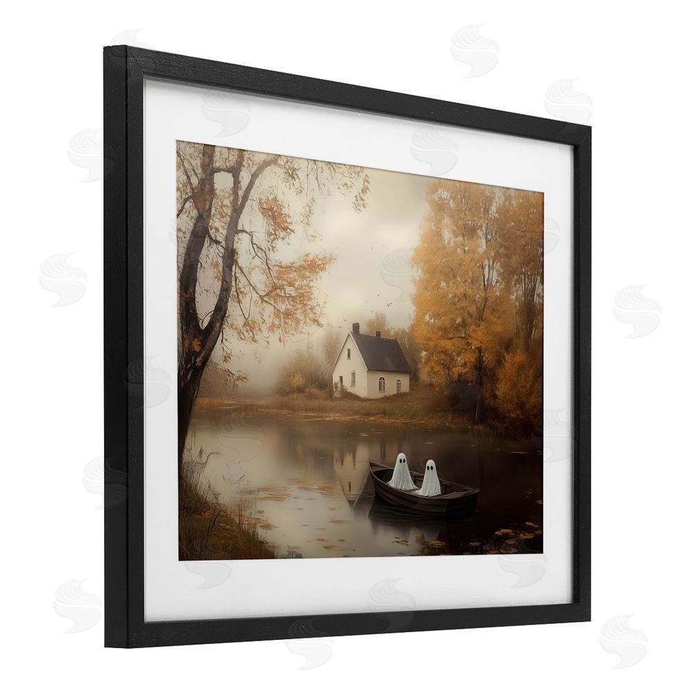 Arlington Prints Fall Ghosts Boat Ride Black Framed Print Under Glass with White Mat Wall Art