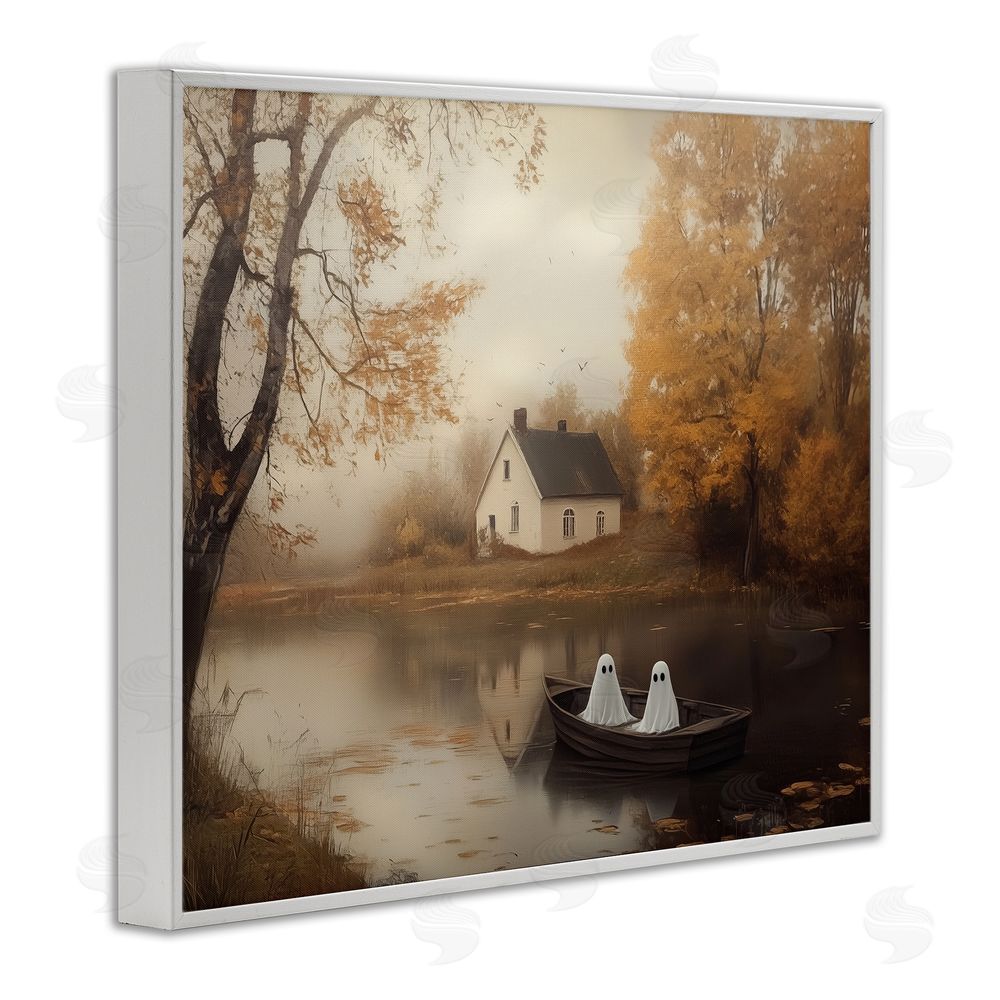 Arlington Prints Fall Ghosts Boat Ride White Framed Giclee Wall Art Print