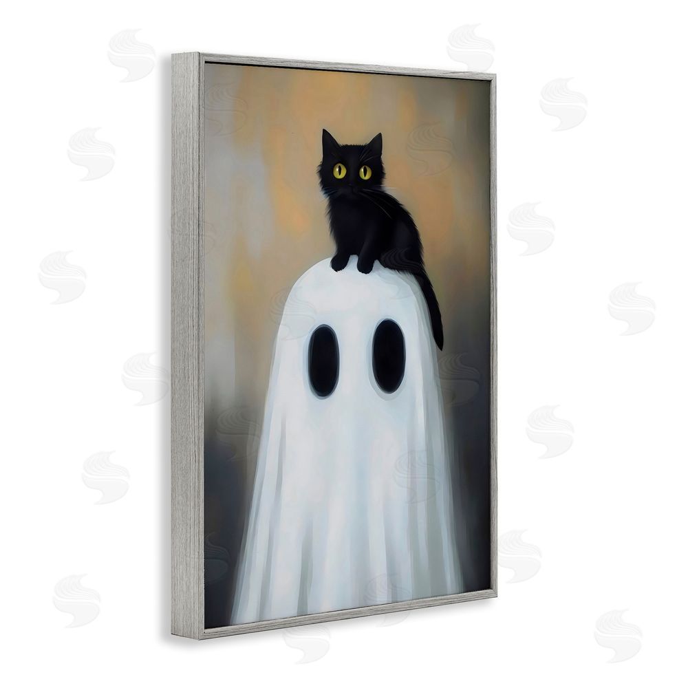 Arlington Prints Ghost And Kitten Perched Gray Framed Giclee Wall Art Print
