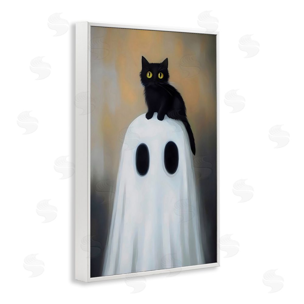 Arlington Prints Ghost And Kitten Perched White Framed Giclee Wall Art Print