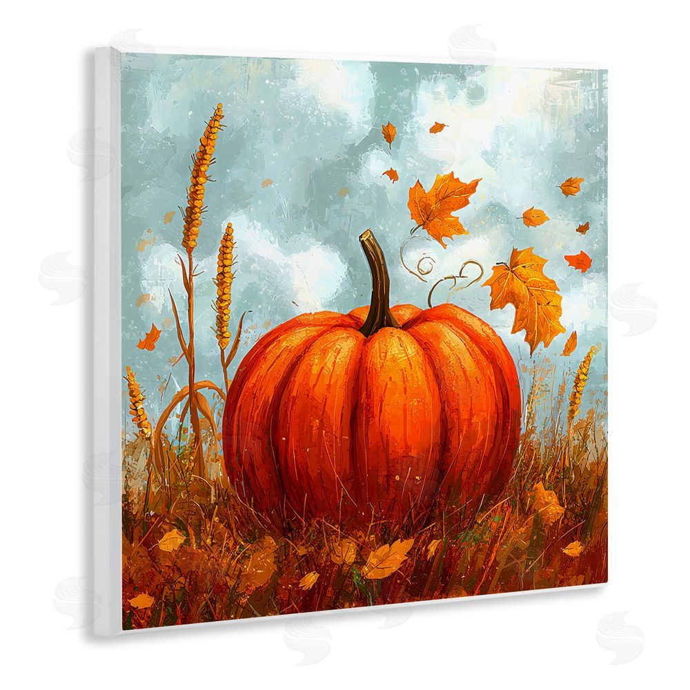 Creative Studio Pumpkin & Falling Leaves Wall Plaque Art Print