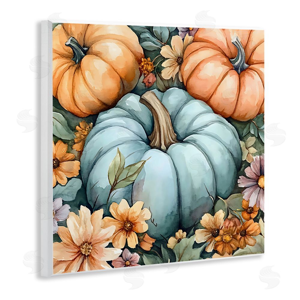 Creative Studio Three Pumpkins & Florals Wall Plaque Art Print
