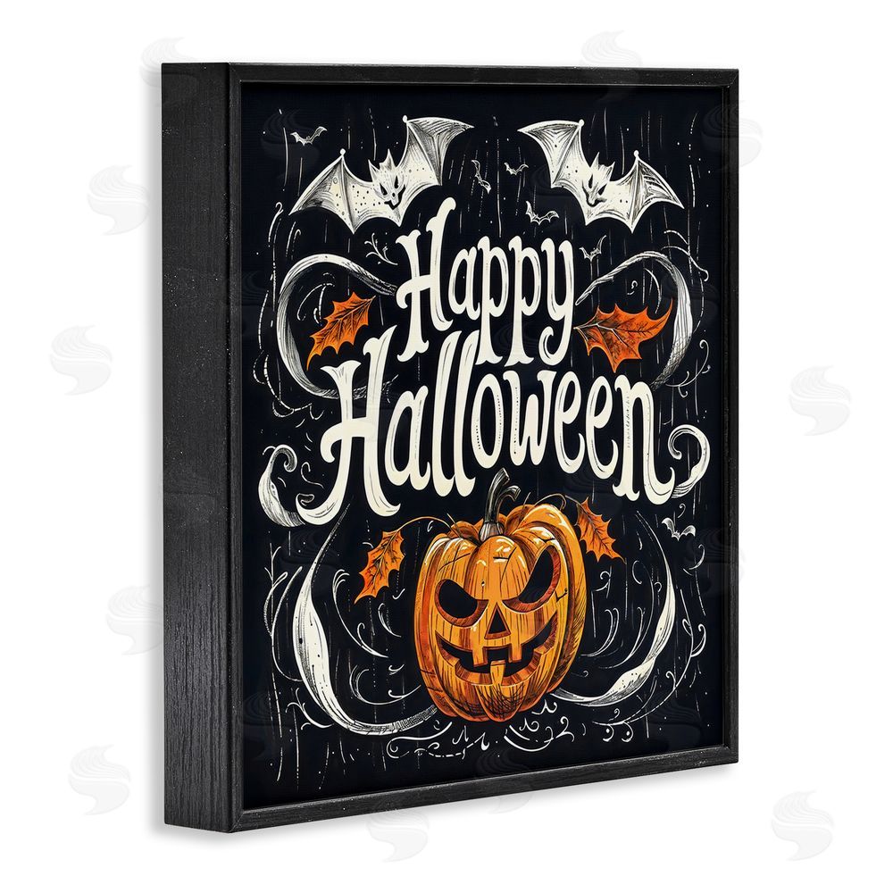Creative Studio Happy Halloween with Ornate Details Black Framed Giclee Wall Art Print