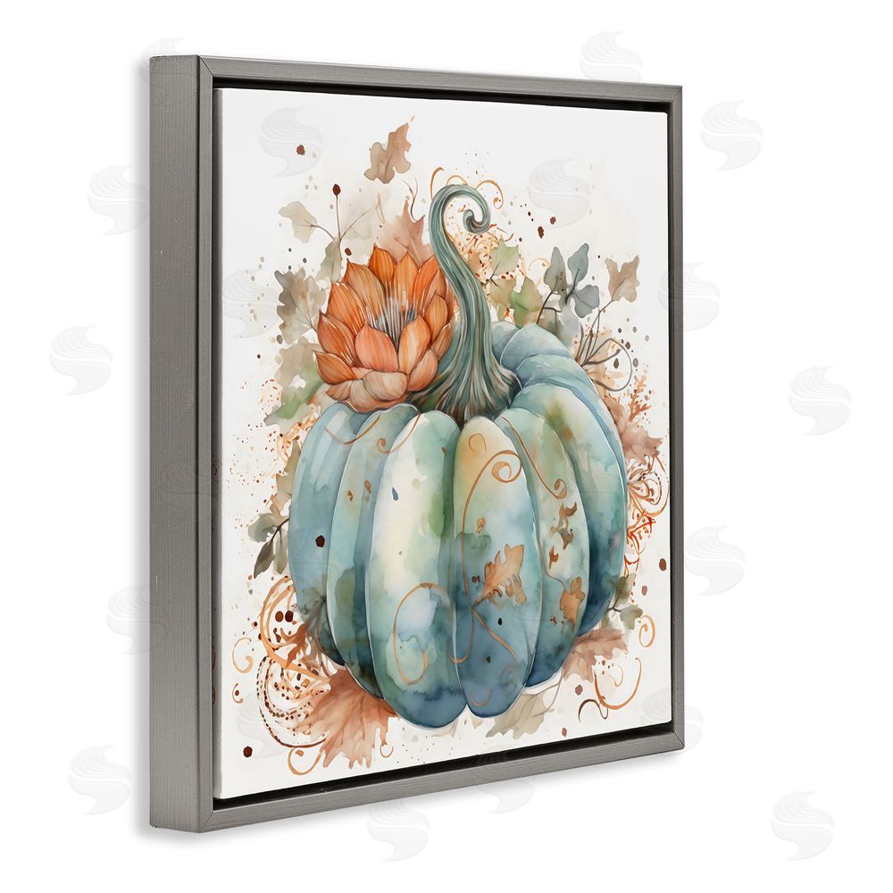 Creative Studio Boho Pumpkin & Blossom Gray Floating Frame Canvas Wall Art Print