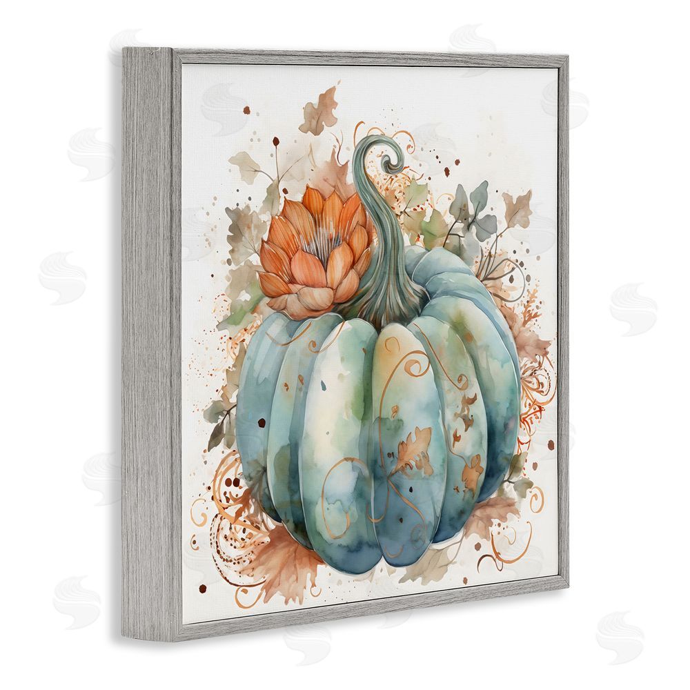 Creative Studio Boho Pumpkin & Blossom Gray Framed Giclee Wall Art Print