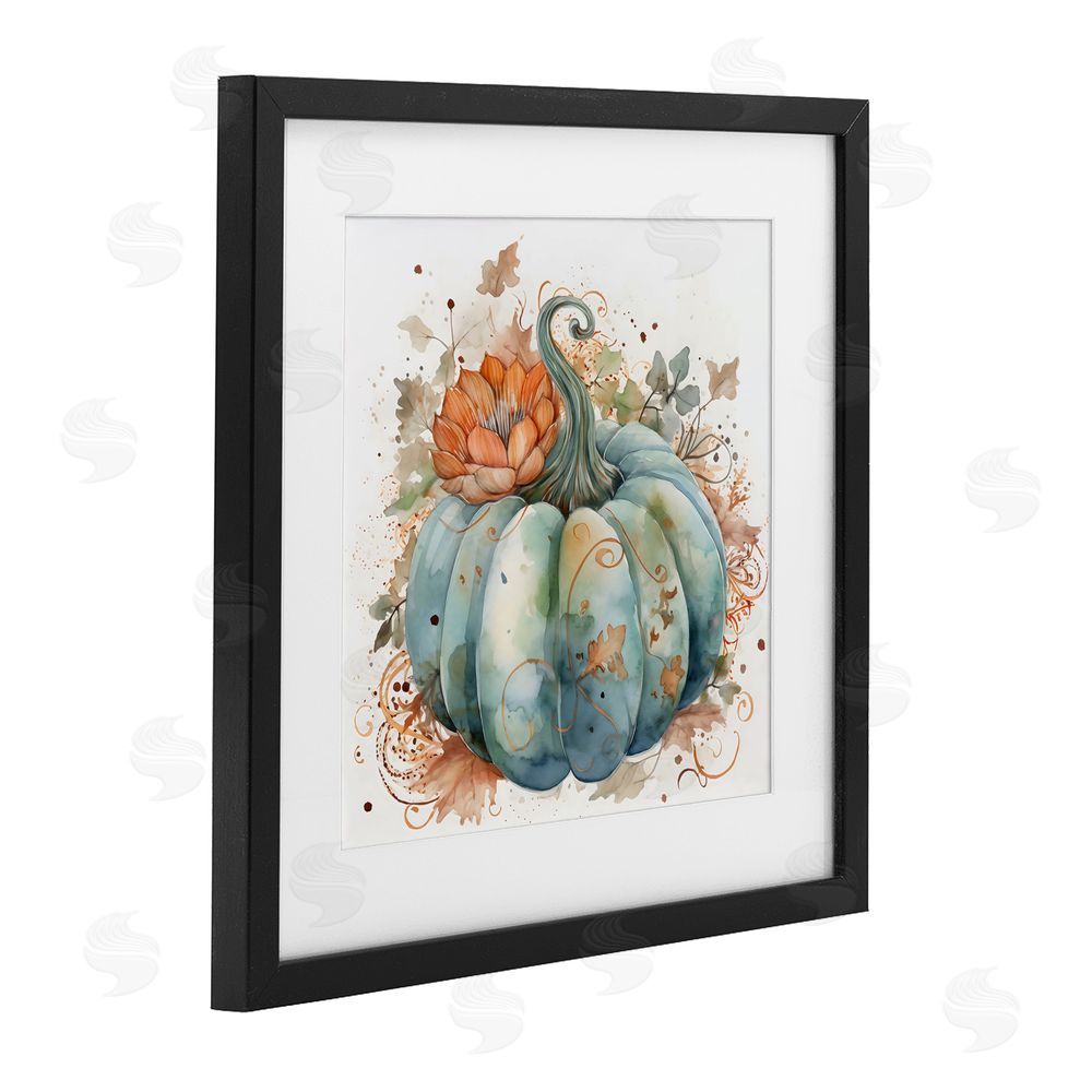 Creative Studio Boho Pumpkin & Blossom Black Framed Print Under Glass with White Mat Wall Art