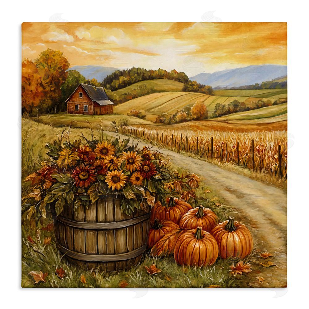 Creative Studio Pumpkin Farm & Sunflowers Canvas Wall Art Print