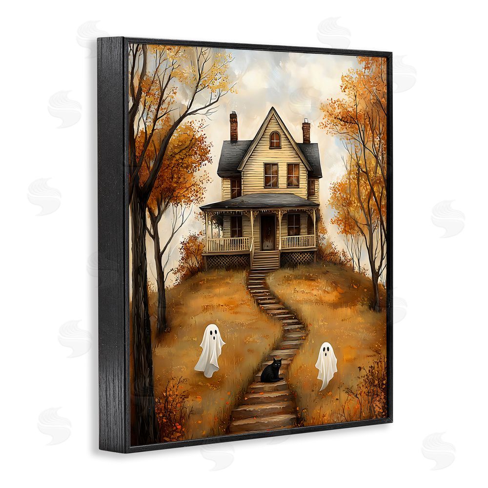 Creative Studio Cozy Halloween House Black Framed Giclee Wall Art Print