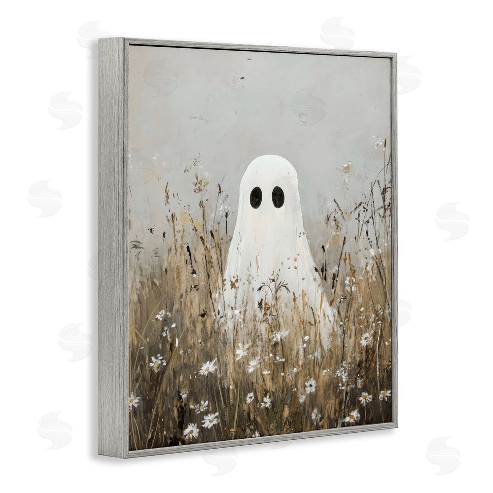 Creative Studio Ghost In Field of Wildflowers Gray Framed Giclee Wall Art Print