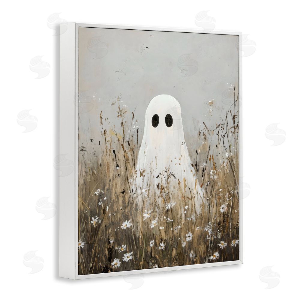 Creative Studio Ghost In Field of Wildflowers White Framed Giclee Wall Art Print