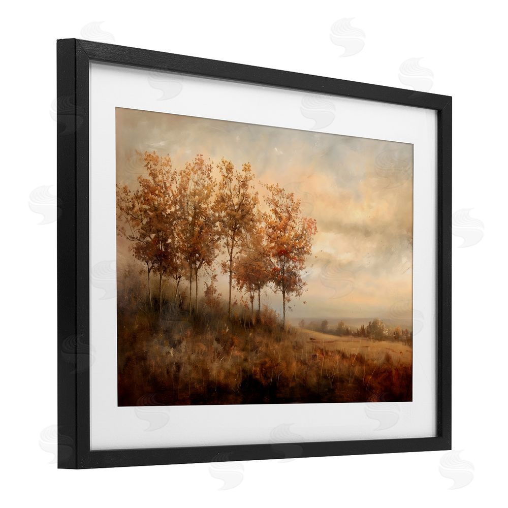 Creative Studio Vast Autumn Landscape Black Framed Print Under Glass with White Mat Wall Art