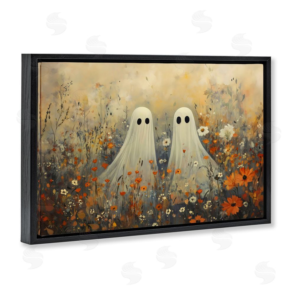 Creative Studio Ghost In Autumnal Meadow Black Floating Frame Canvas Wall Art Print