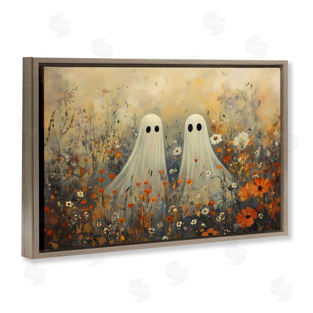 Creative Studio Ghost In Autumnal Meadow Brown Floating Frame Canvas Wall Art Print