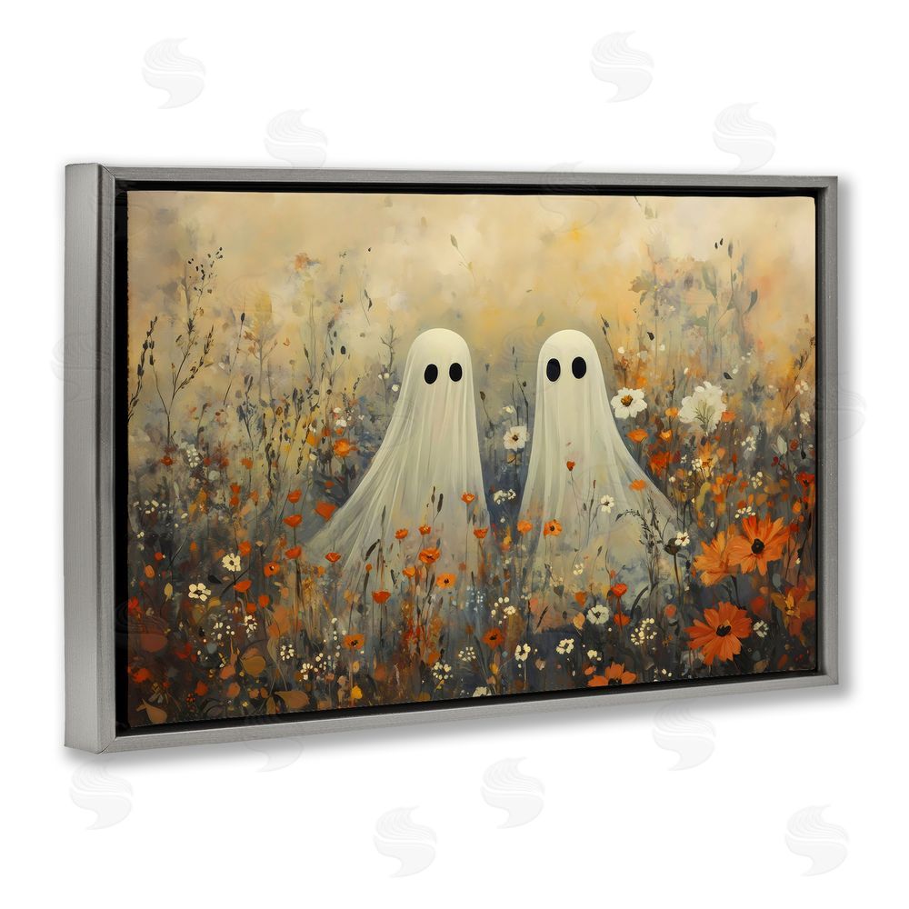 Creative Studio Ghost In Autumnal Meadow Gray Floating Frame Canvas Wall Art Print