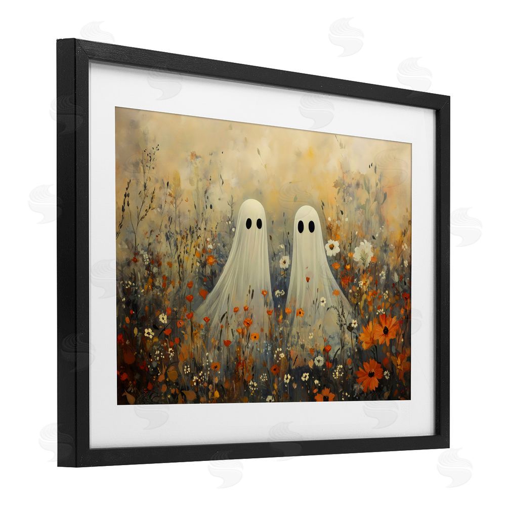 Creative Studio Ghost In Autumnal Meadow Black Framed Print Under Glass with White Mat Wall Art