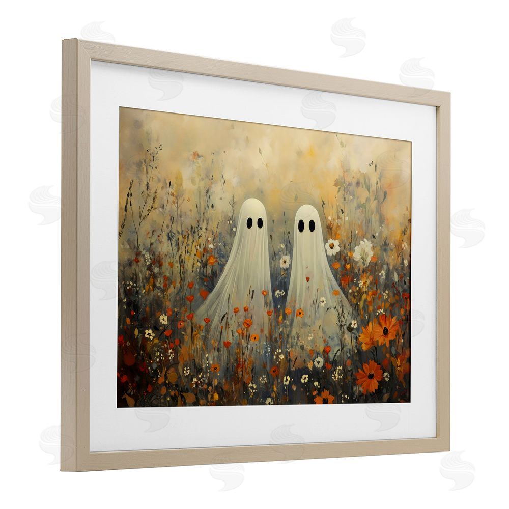 Creative Studio Ghost In Autumnal Meadow Birch Framed Print Under Glass with White Mat Wall Art