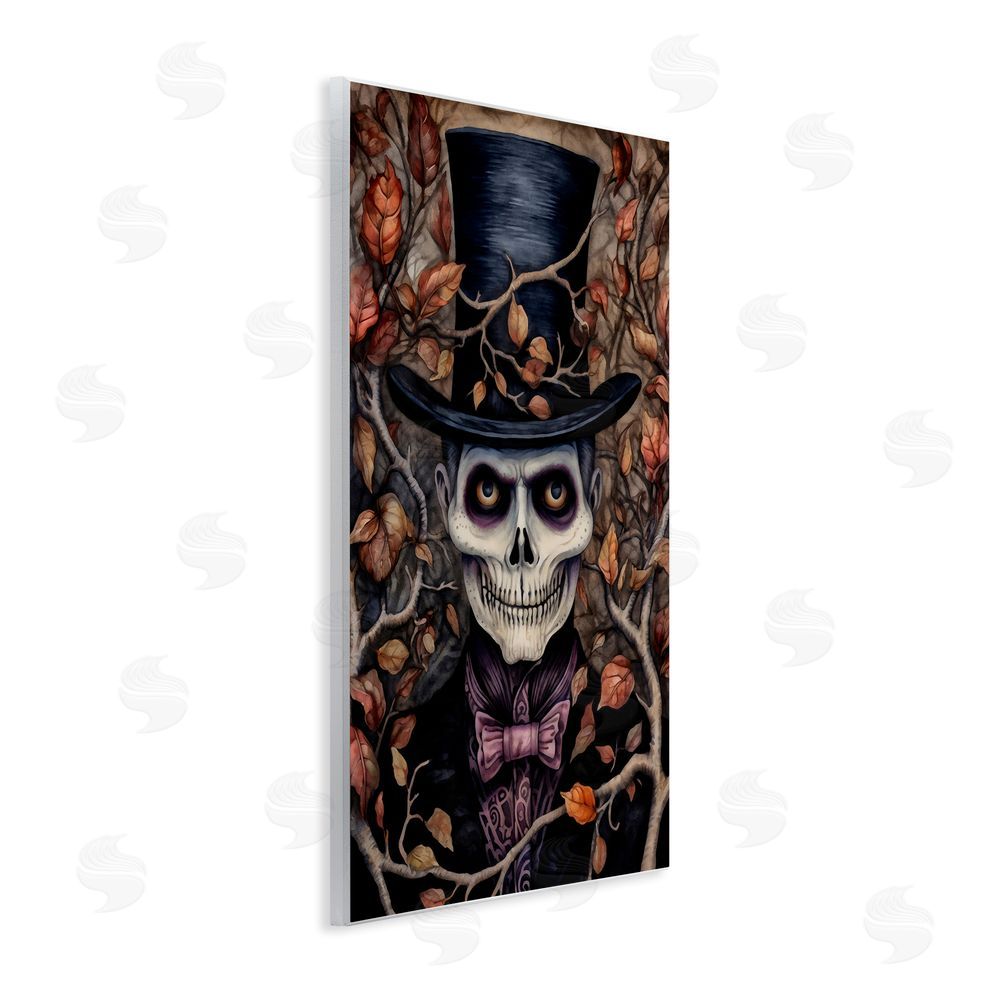 The Dutch Lady Spooky Skeleton with Leaves Wall Plaque Art Print