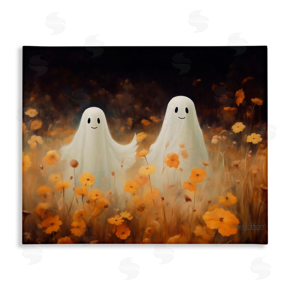 LSR Design Studio Smiling Ghosts in Poppy Field Canvas Wall Art Print