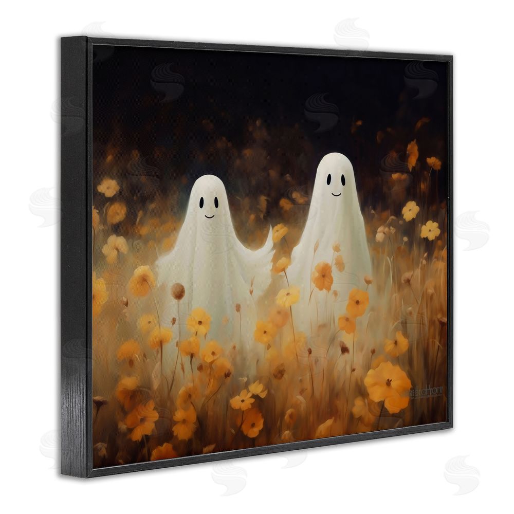 LSR Design Studio Smiling Ghosts in Poppy Field Black Framed Giclee Wall Art Print