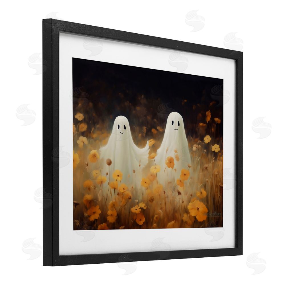 LSR Design Studio Smiling Ghosts in Poppy Field Black Framed Print Under Glass with White Mat Wall Art