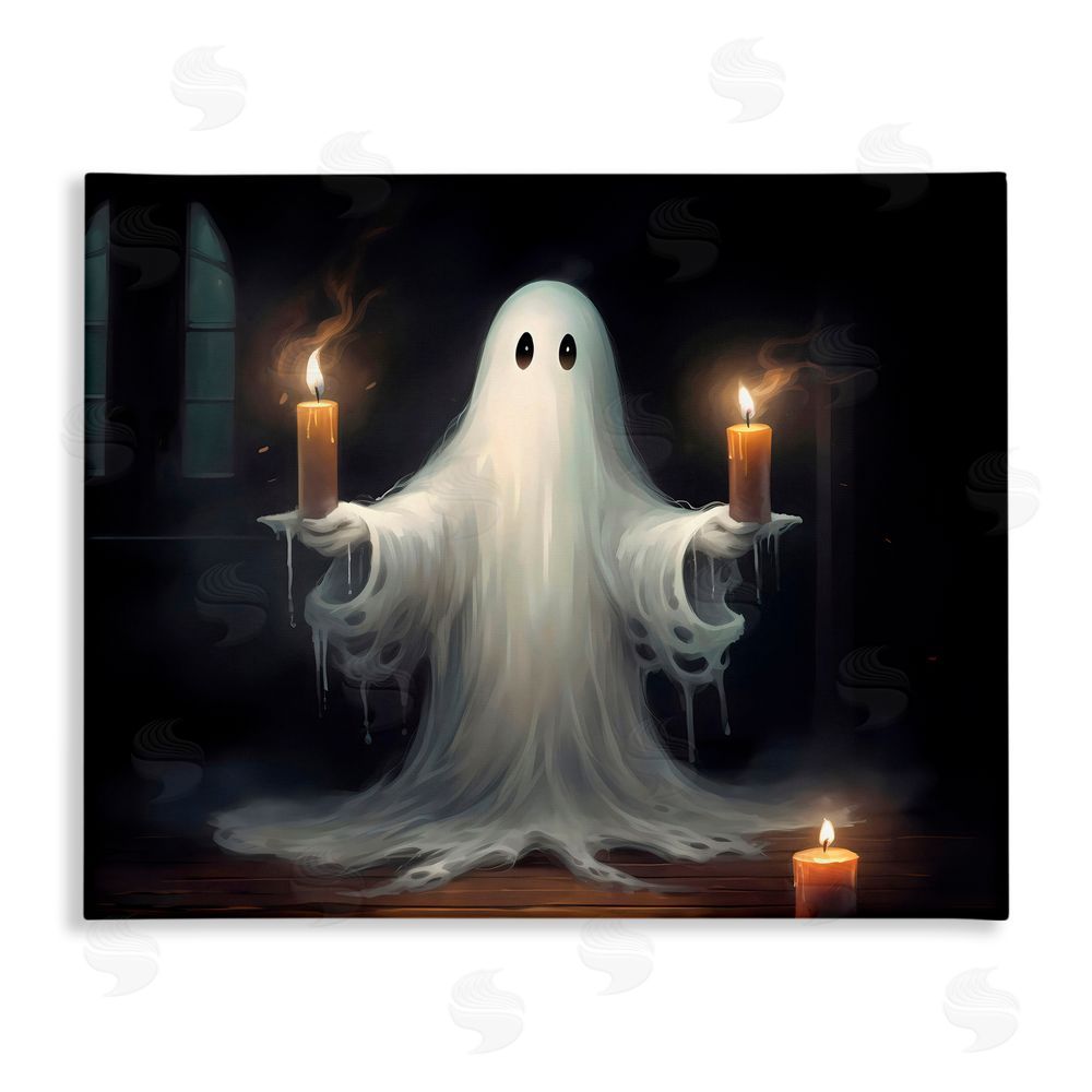 LSR Design Studio Spooky Candlelit Ghost Canvas Wall Art Print