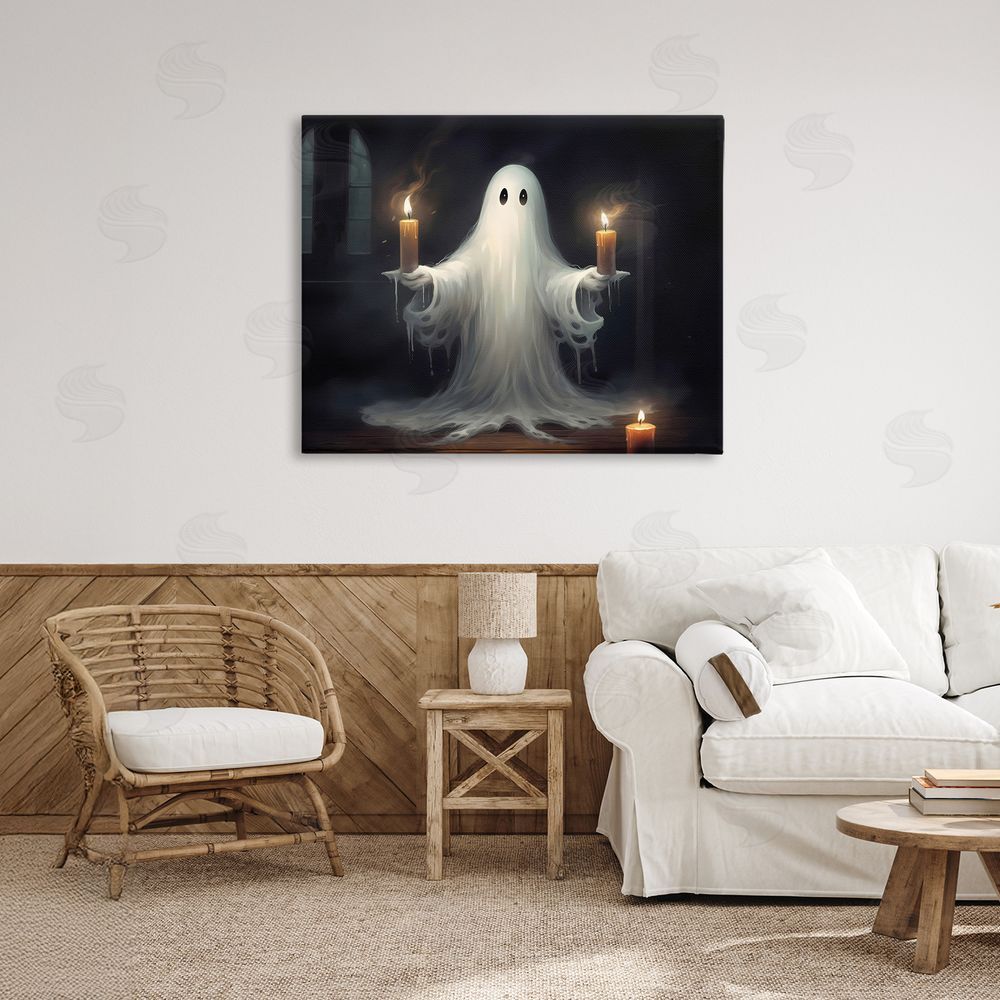 LSR Design Studio Spooky Candlelit Ghost Canvas Art on Wall