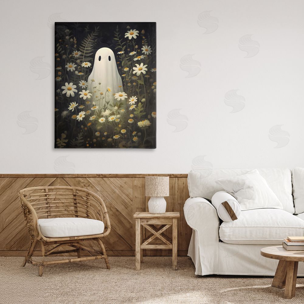 LSR Design Studio Daisy Field Ghost Canvas Art on Wall