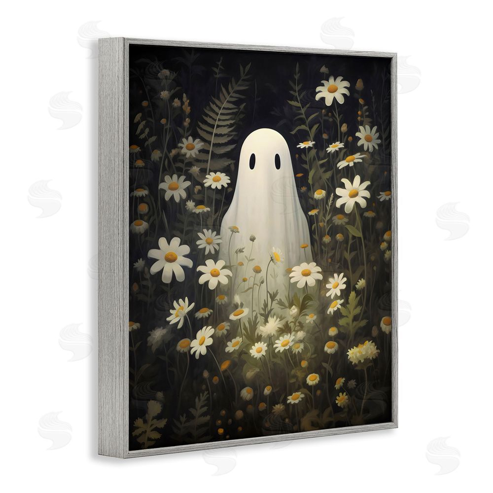 LSR Design Studio Daisy Field Ghost Gray Framed Giclee Wall Art Print