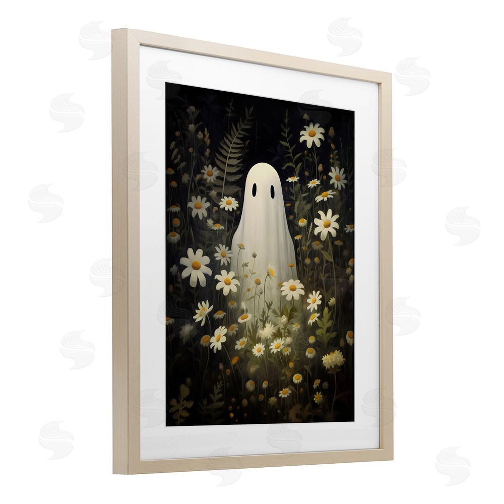 LSR Design Studio Daisy Field Ghost Birch Framed Print Under Glass with White Mat Wall Art
