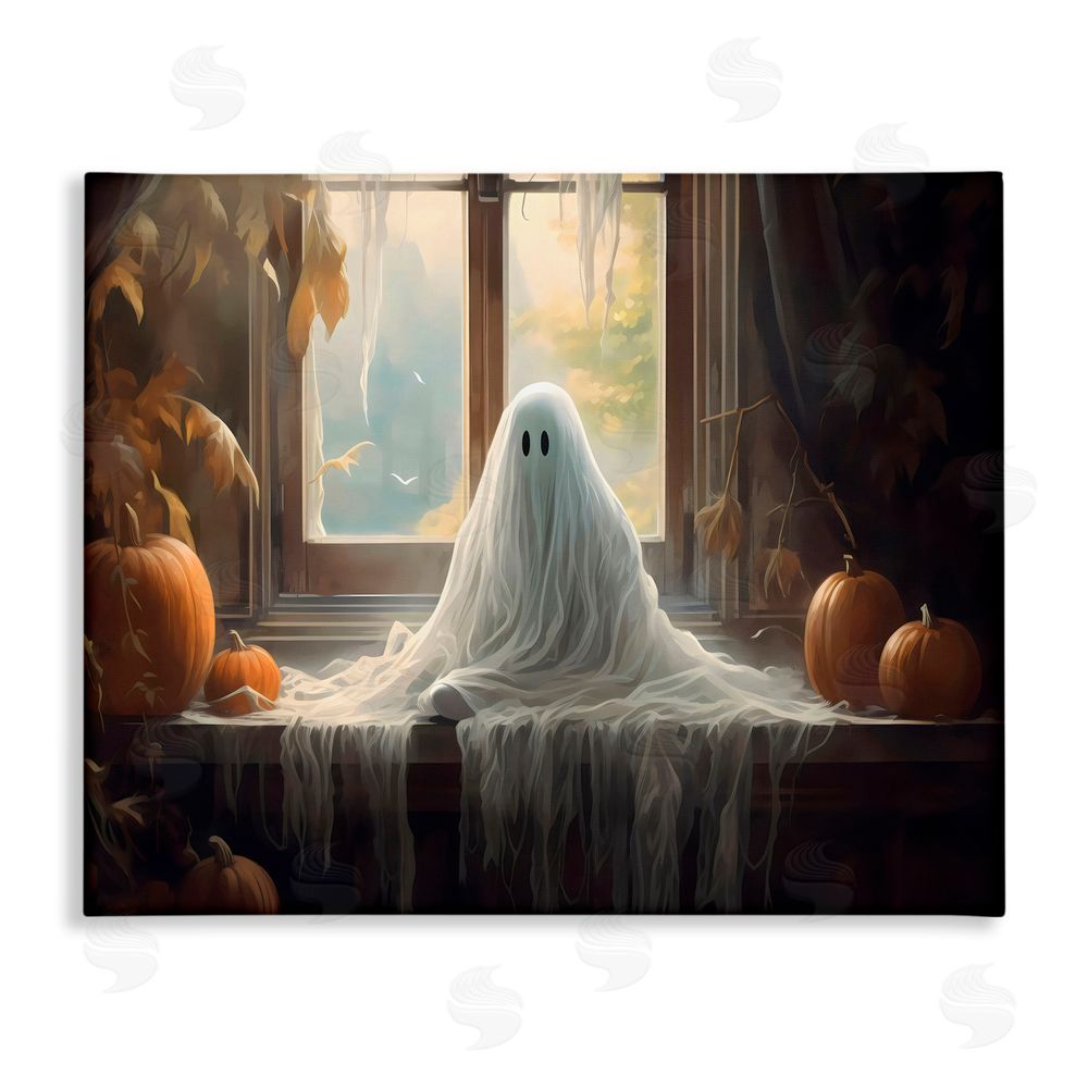 LSR Design Studio Ghost Sitting In Window Canvas Wall Art Print