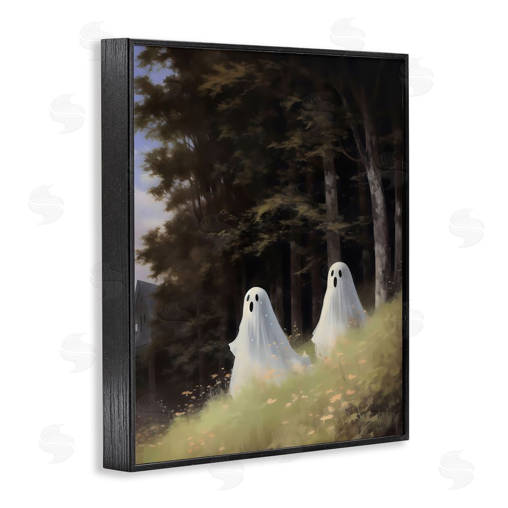 LSR Design Studio Haunted Morning Ghosts Black Framed Giclee Wall Art Print