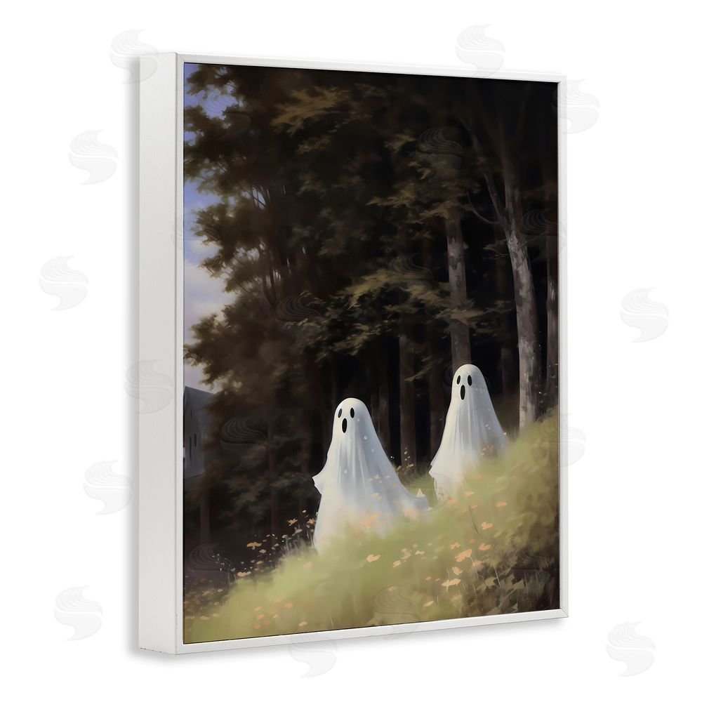 LSR Design Studio Haunted Morning Ghosts White Framed Giclee Wall Art Print