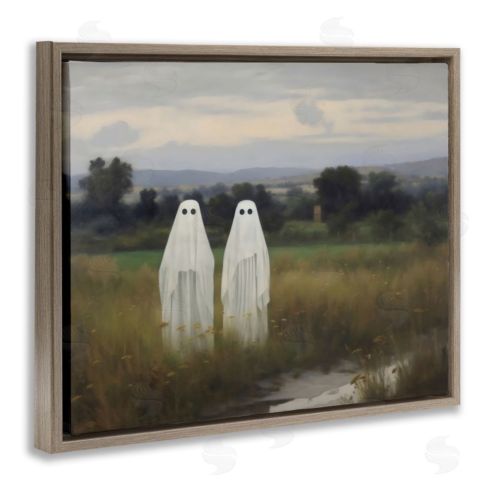 LSR Design Studio Ghost Duo in Field Brown Floating Frame Canvas Wall Art Print