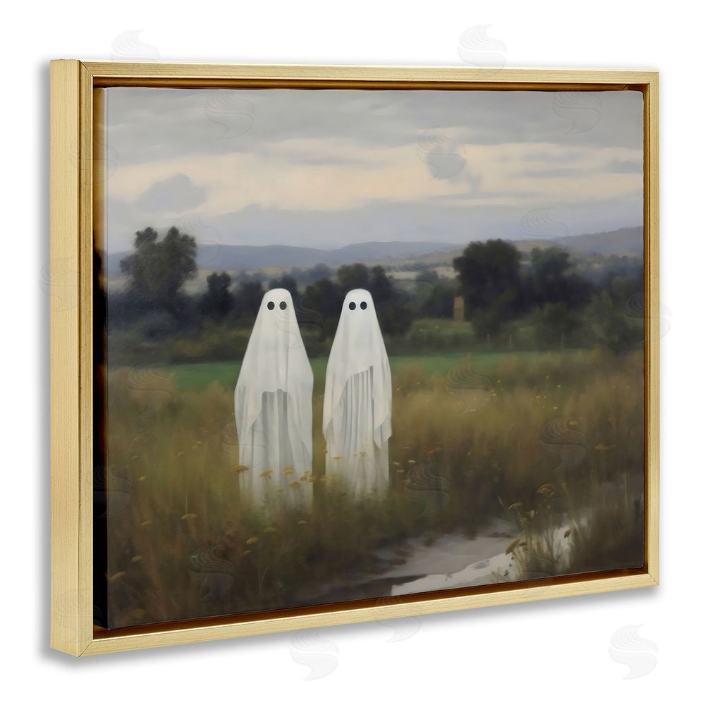 LSR Design Studio Ghost Duo in Field Gold Floating Frame Canvas Wall Art Print